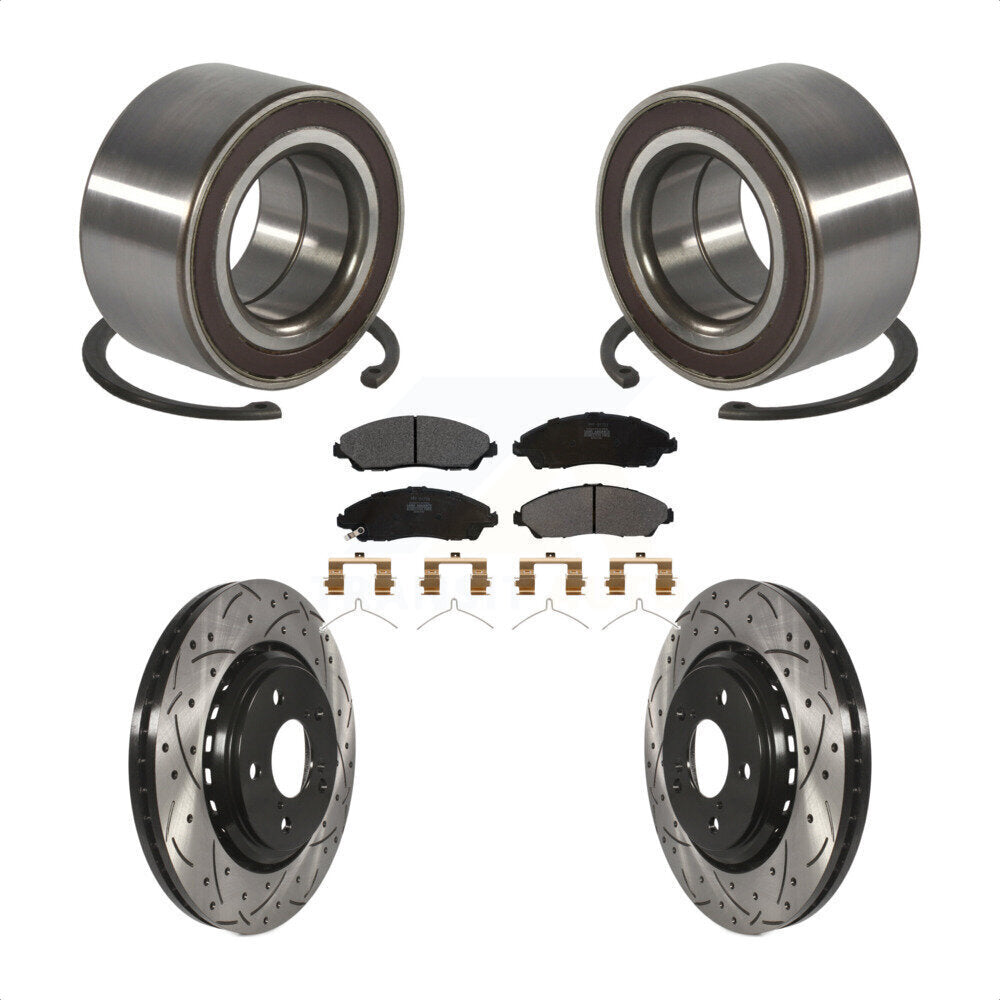Wheel Bearing Drilled Slot Brake Rotor & Pad Front Kit For Honda Pilot Acura MDX