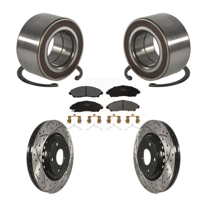 Wheel Bearing Drilled Slot Brake Rotor & Pad Front Kit For Honda Pilot Acura MDX