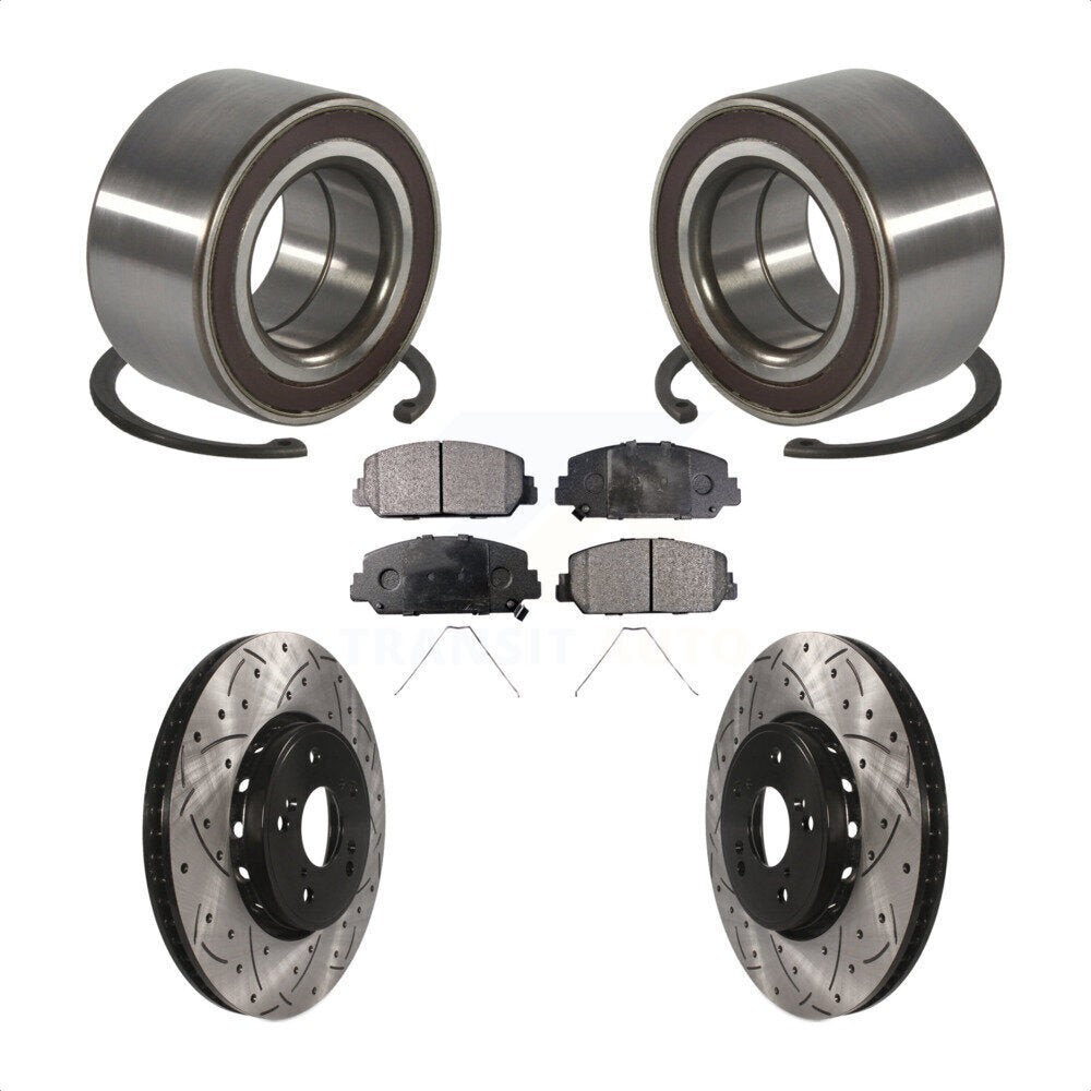 Wheel Bearing Coat Drill Slot Brake Rotor Pads Front Kit For 2013-2018 Acura RDX