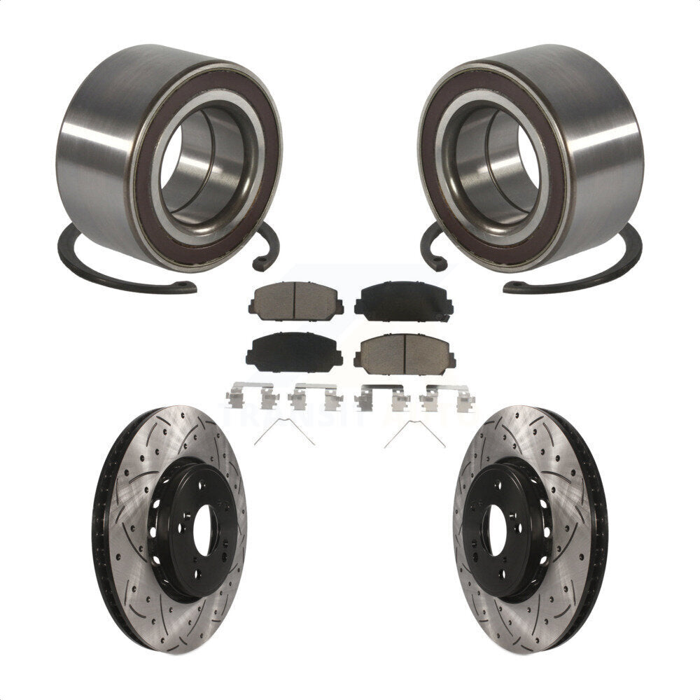 Wheel Bearing Coat Drill Slot Brake Rotor Pads Front Kit For 2013-2018 Acura RDX