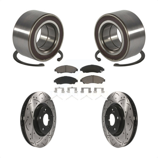Wheel Bearing Coated Drilled Slotted Brake Rotor And Pad Front Kit For Acura RLX