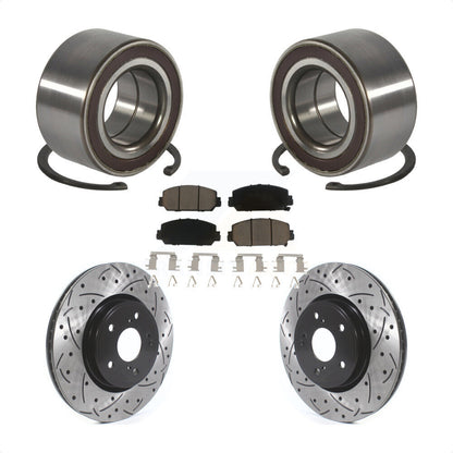 Wheel Bearing Coated Drilled Slotted Brake Rotor & Pads Front Kit For Honda CR-V