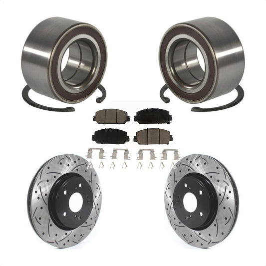 Wheel Bearing Coated Drilled Slotted Brake Rotor & Pads Front Kit For Honda CR-V