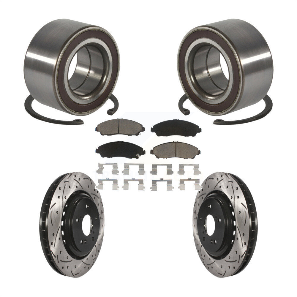 Wheel Bearing Coat Drill Slot Brake Rotor Pads Front Kit For 2014-2016 Acura MDX