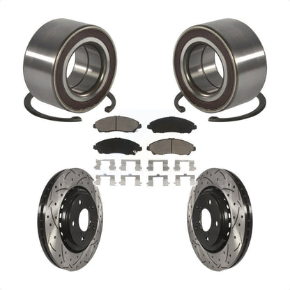 Wheel Bearing Drilled Slot Brake Rotor & Pad Front Kit For Honda Pilot Acura MDX