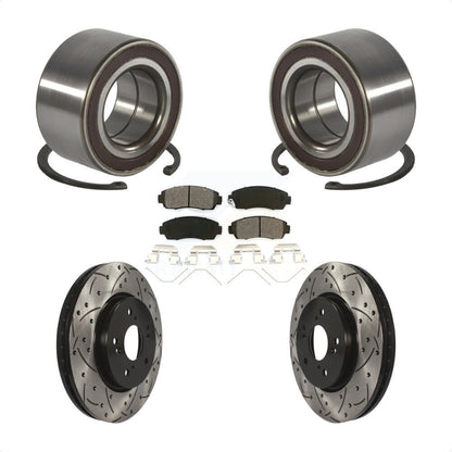 Wheel Bearing Drill Slot Brake Rotor Pads Front Kit For 2012-2016 Honda CR-V AWD
