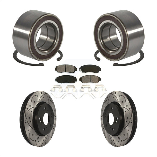 Wheel Bearing Drill Slot Brake Rotor Pads Front Kit For 2012-2016 Honda CR-V AWD