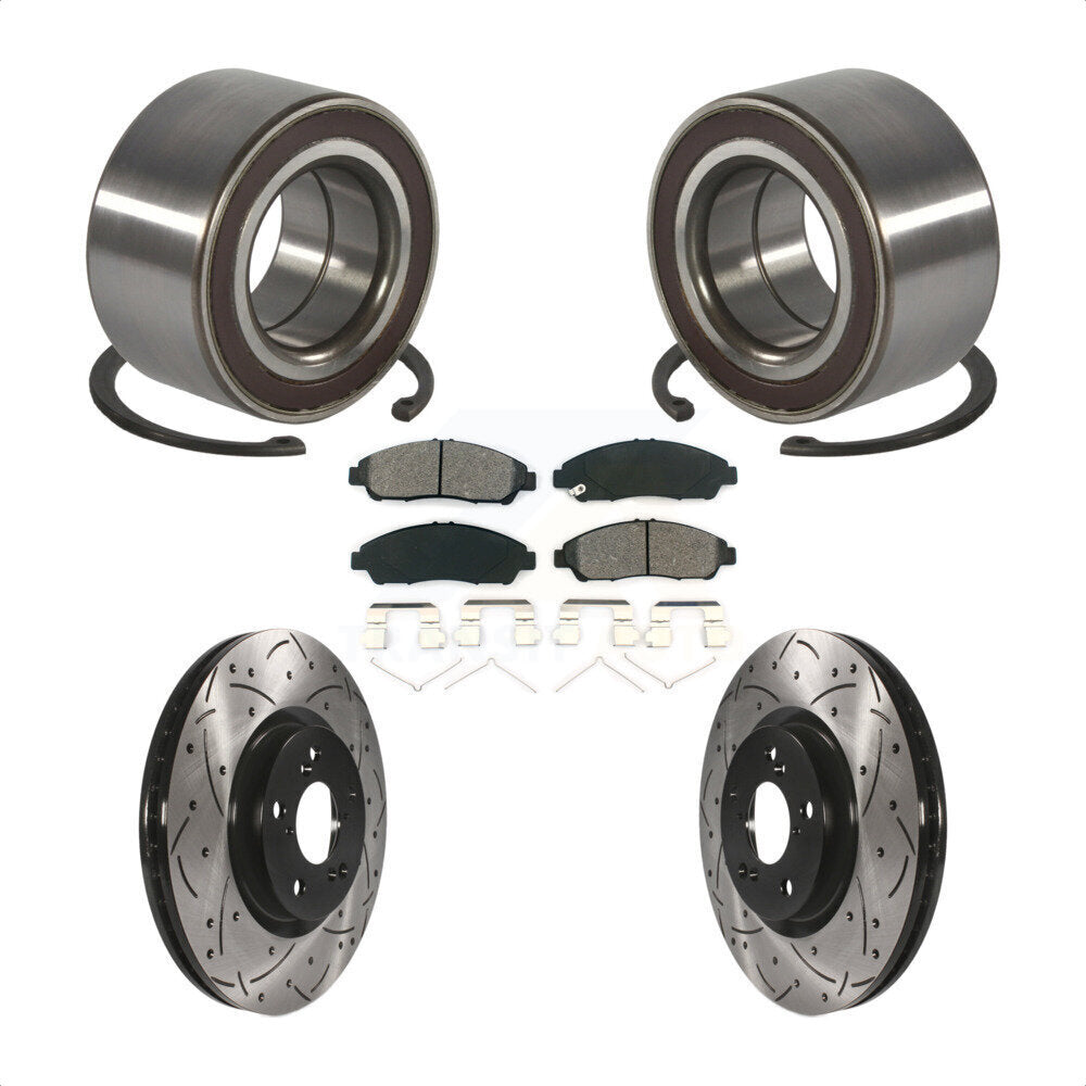 Wheel Bearing Coated Drilled Slotted Brake Rotor And Pad Front Kit For Acura RLX