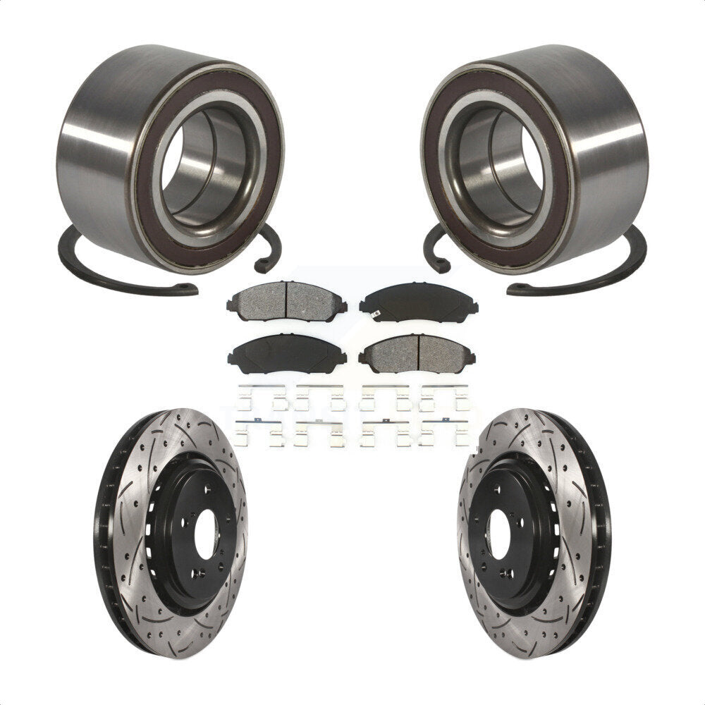 Wheel Bearing Coat Drill Slot Brake Rotor Pads Front Kit For 2014-2016 Acura MDX