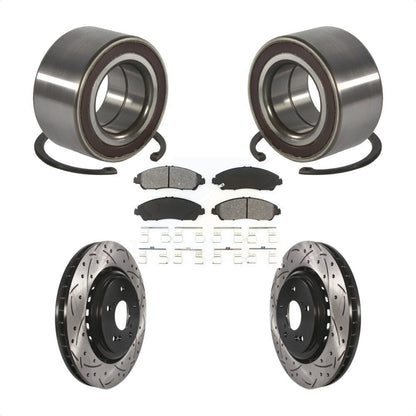 Wheel Bearing Coat Drill Slot Brake Rotor Pads Front Kit For 2014-2016 Acura MDX