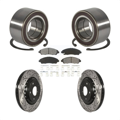 Wheel Bearing Drilled Slot Brake Rotor & Pad Front Kit For Honda Pilot Acura MDX