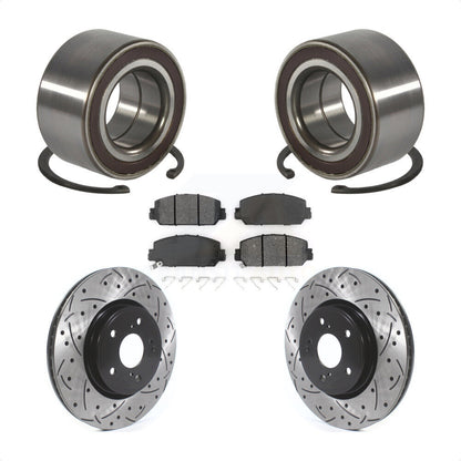 Wheel Bearing Coated Drilled Slotted Brake Rotor & Pads Front Kit For Honda CR-V