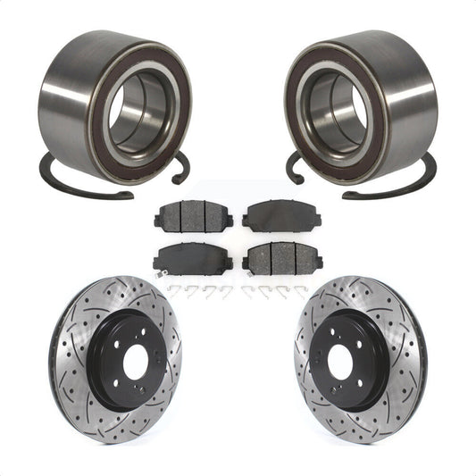 Wheel Bearing Coated Drilled Slotted Brake Rotor & Pads Front Kit For Honda CR-V