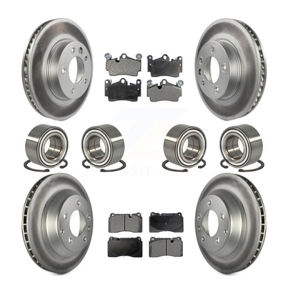 Bearing Coated Disc Brake Rotor Pad Front Rear Kit (10Pc) For Volkswagen Touareg