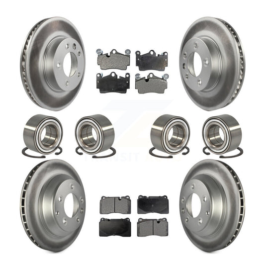 Bearing Coated Disc Brake Rotor Pad Front Rear Kit (10Pc) For Volkswagen Touareg