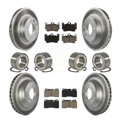 Bearing Coated Disc Brake Rotor Pad Front Rear Kit (10Pc) For Volkswagen Touareg