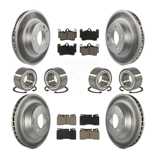 Bearing Coated Disc Brake Rotor Pad Front Rear Kit (10Pc) For Volkswagen Touareg