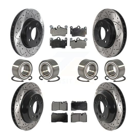 Bearing Coated Disc Brake Rotor Pad Front Rear Kit (10Pc) For Volkswagen Touareg
