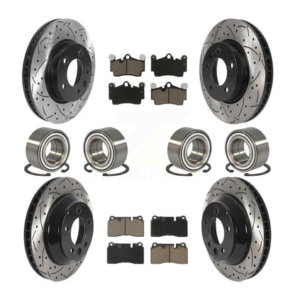 Bearing Coated Disc Brake Rotor Pad Front Rear Kit (10Pc) For Volkswagen Touareg