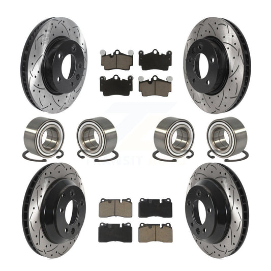 Bearing Coated Disc Brake Rotor Pad Front Rear Kit (10Pc) For Volkswagen Touareg