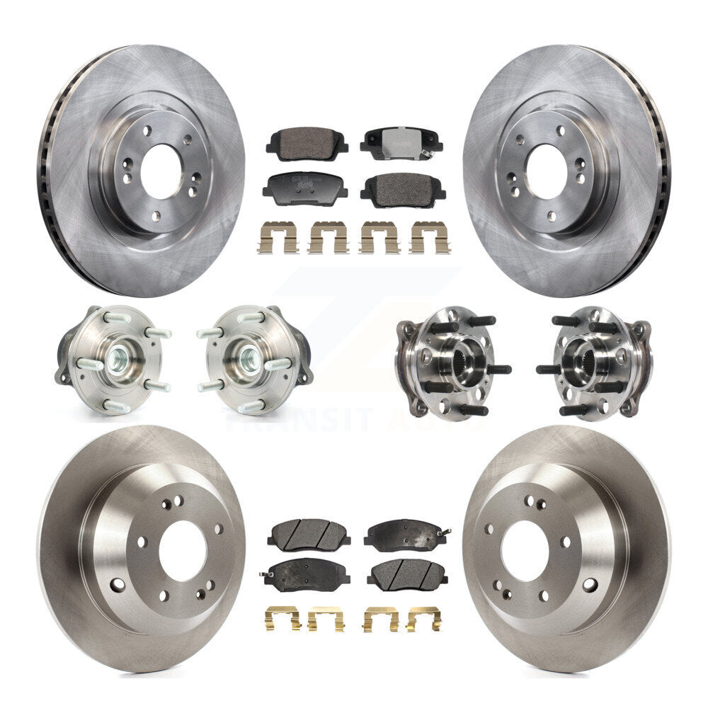Hub Bearing Disc Brake Rotor & Pad Front Rear Kit (10Pc) For Hyundai Santa Fe XL