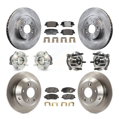 Hub Bearing Disc Brake Rotor & Pad Front Rear Kit (10Pc) For Hyundai Santa Fe XL