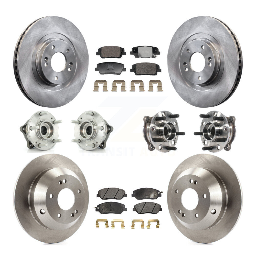 Hub Bearing Disc Brake Rotor & Pad Front Rear Kit (10Pc) For Hyundai Santa Fe XL
