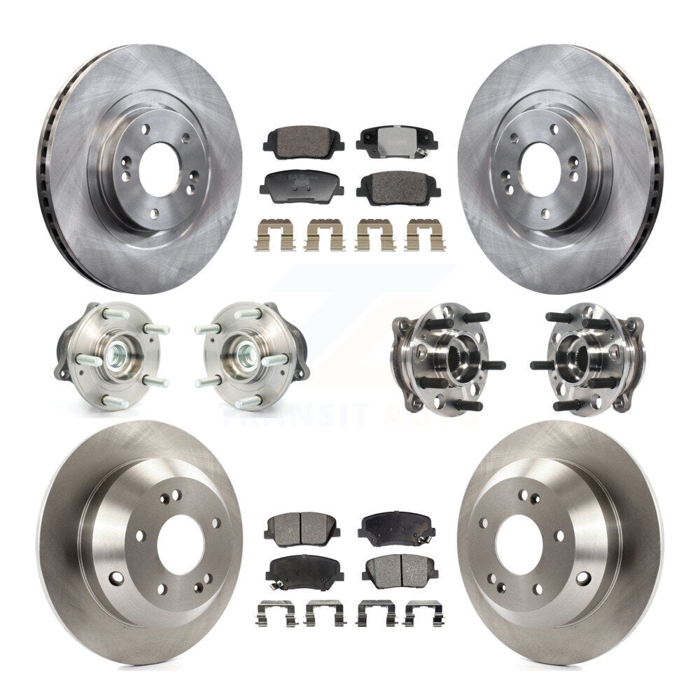 Hub Bearing Brake Rotor And Pad Front Rear Kit (10Pc) For Hyundai Santa Fe Sport