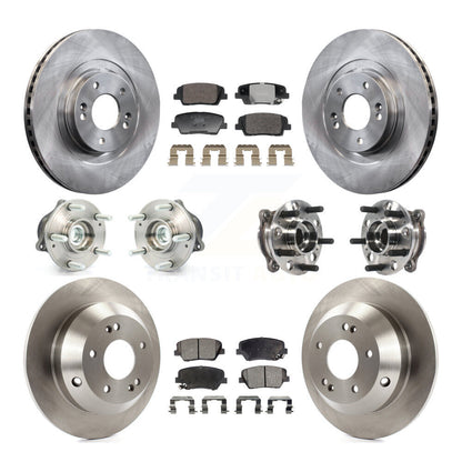 Hub Bearing Brake Rotor And Pad Front Rear Kit (10Pc) For Hyundai Santa Fe Sport