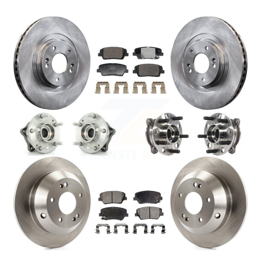 Hub Bearing Brake Rotor And Pad Front Rear Kit (10Pc) For Hyundai Santa Fe Sport