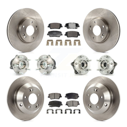 Hub Bearing Brake Rotor & Pad Front Rear Kit (10Pc) For Hyundai Santa Fe Kia FWD