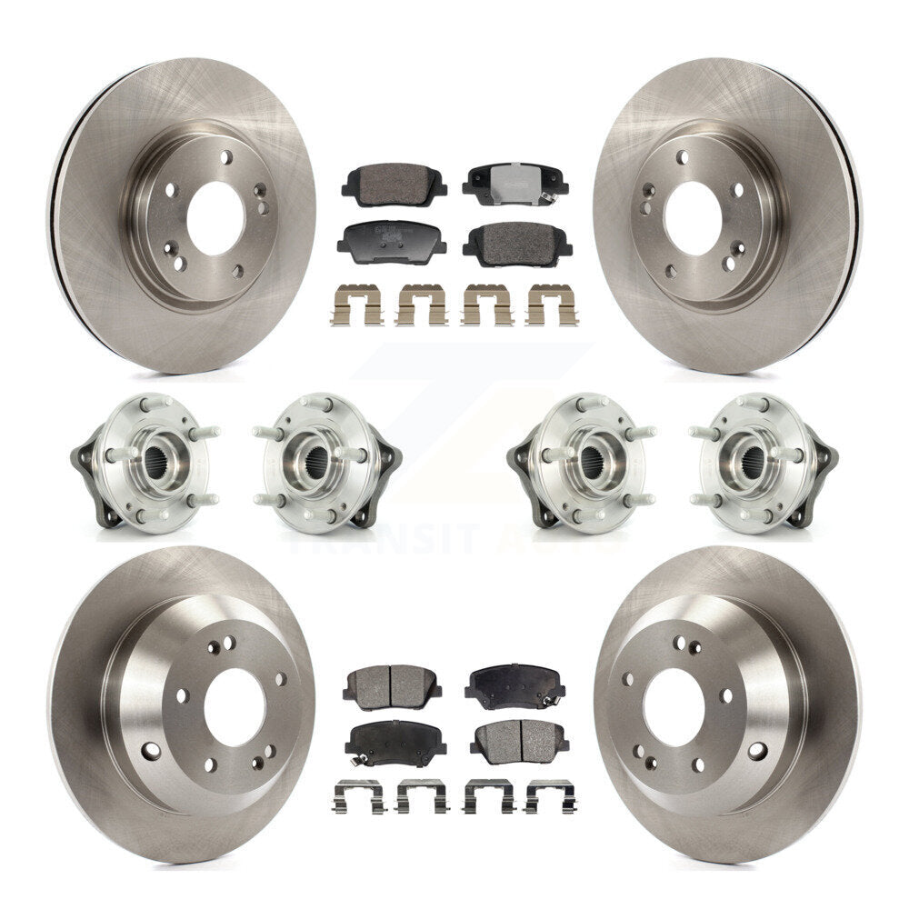 Hub Bearing Brake Rotor & Pad Front Rear Kit (10Pc) For Hyundai Santa Fe Kia AWD