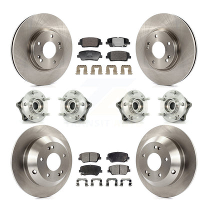 Hub Bearing Brake Rotor & Pad Front Rear Kit (10Pc) For Hyundai Santa Fe Kia AWD