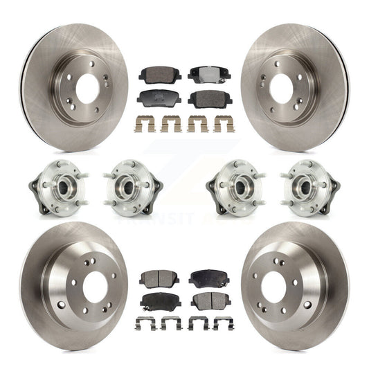 Hub Bearing Brake Rotor & Pad Front Rear Kit (10Pc) For Hyundai Santa Fe Kia AWD