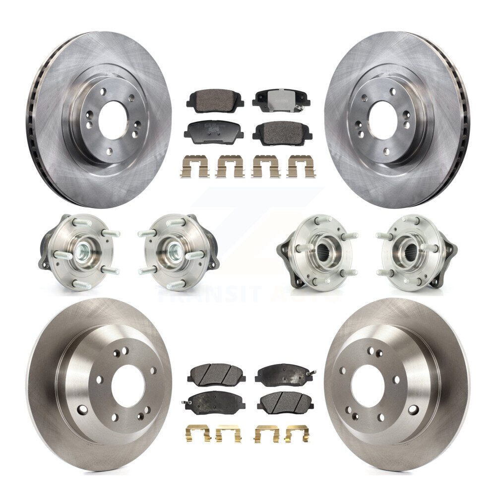 Hub Bearing Disc Brake Rotor & Pad Front Rear Kit (10Pc) For Hyundai Santa Fe XL