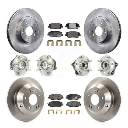 Hub Bearing Disc Brake Rotor & Pad Front Rear Kit (10Pc) For Hyundai Santa Fe XL