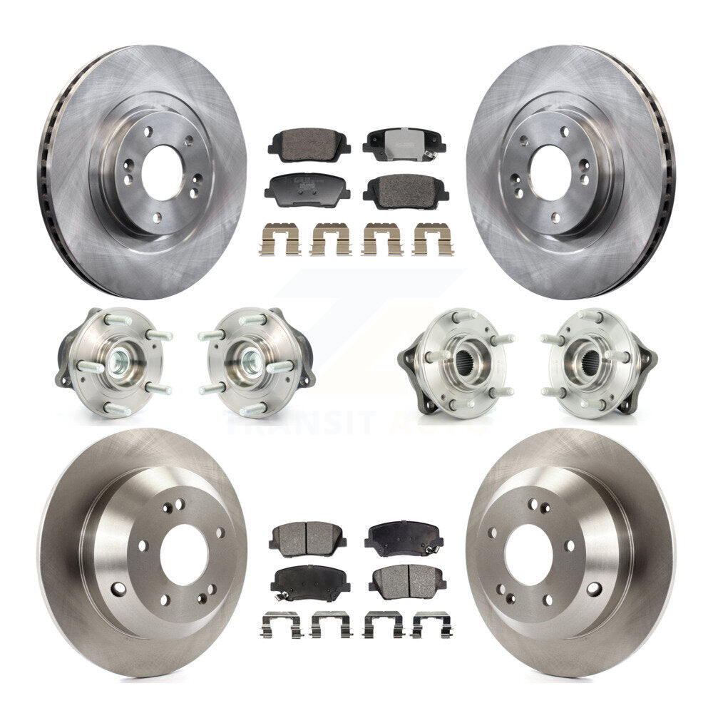 Hub Bearing Brake Rotor Pad Front Rear Kit (10Pc) For Hyundai Santa Fe Sport Kia