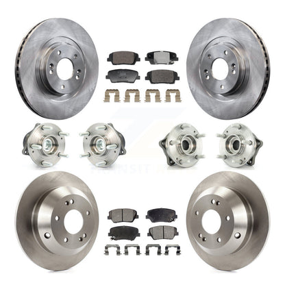Hub Bearing Brake Rotor Pad Front Rear Kit (10Pc) For Hyundai Santa Fe Sport Kia