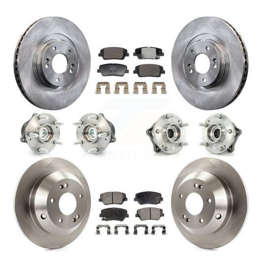Hub Bearing Brake Rotor Pad Front Rear Kit (10Pc) For Hyundai Santa Fe Sport Kia