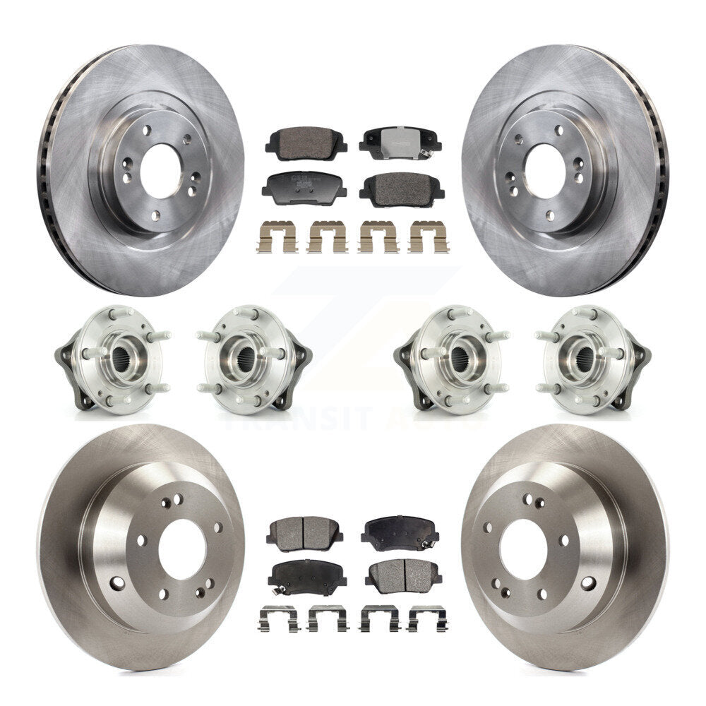 Hub Bearing Brake Rotor Pad Front Rear Kit (10Pc) For Hyundai Santa Fe Sport Kia