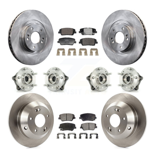 Hub Bearing Brake Rotor Pad Front Rear Kit (10Pc) For Hyundai Santa Fe Sport Kia