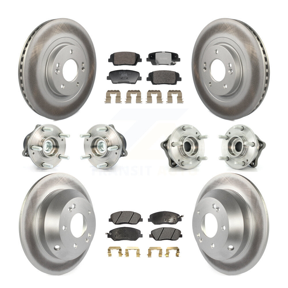 Hub Bearing Coated Brake Rotor Pad Front Rear Kit (10Pc) For Hyundai Santa Fe XL