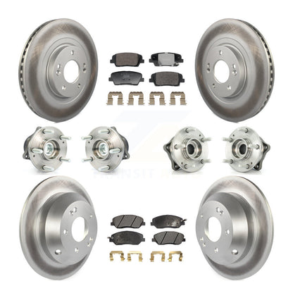 Hub Bearing Coated Brake Rotor Pad Front Rear Kit (10Pc) For Hyundai Santa Fe XL
