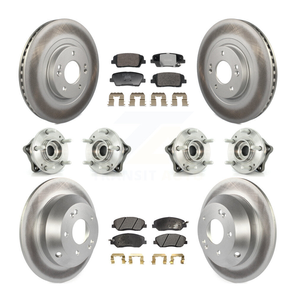 Hub Bearing Coated Brake Rotor Pad Front Rear Kit (10Pc) For Hyundai Santa Fe XL