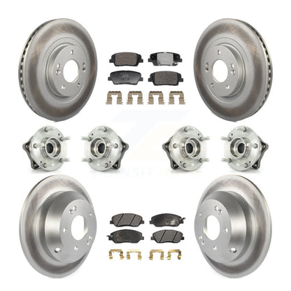 Hub Bearing Coated Brake Rotor Pad Front Rear Kit (10Pc) For Hyundai Santa Fe XL