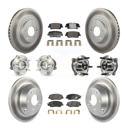 Hub Bearing Coated Brake Rotor Pad Front Rear Kit (10Pc) For Hyundai Santa Fe XL