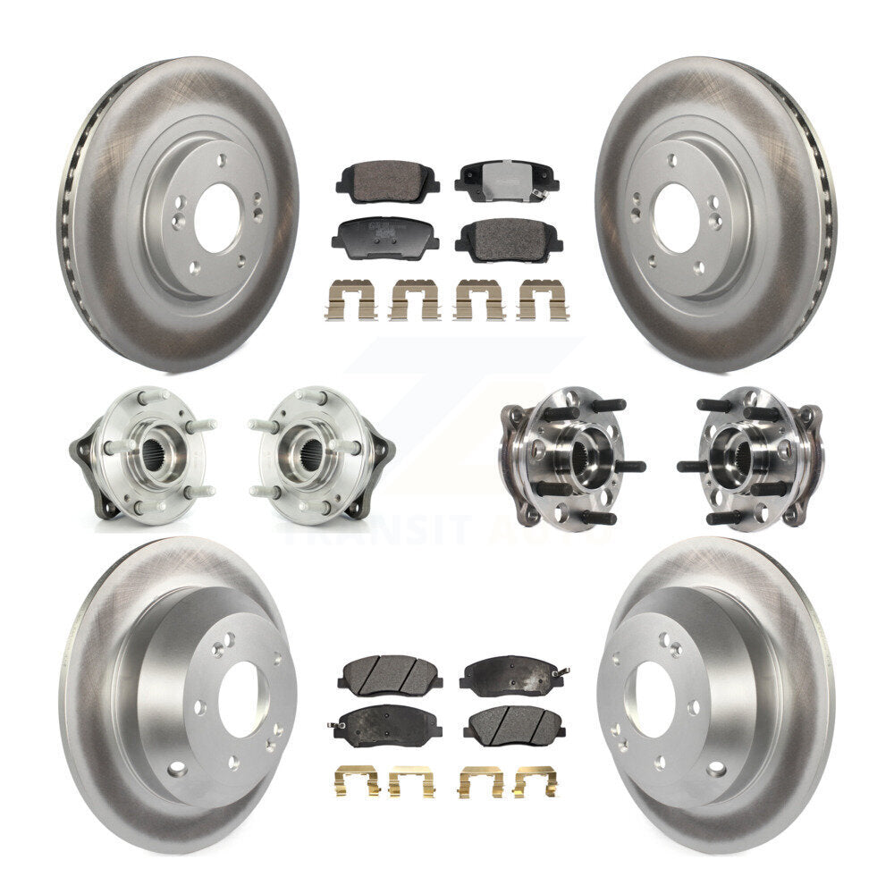 Hub Bearing Coated Brake Rotor Pad Front Rear Kit (10Pc) For Hyundai Santa Fe XL