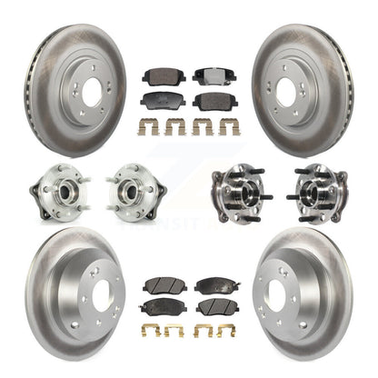 Hub Bearing Coated Brake Rotor Pad Front Rear Kit (10Pc) For Hyundai Santa Fe XL