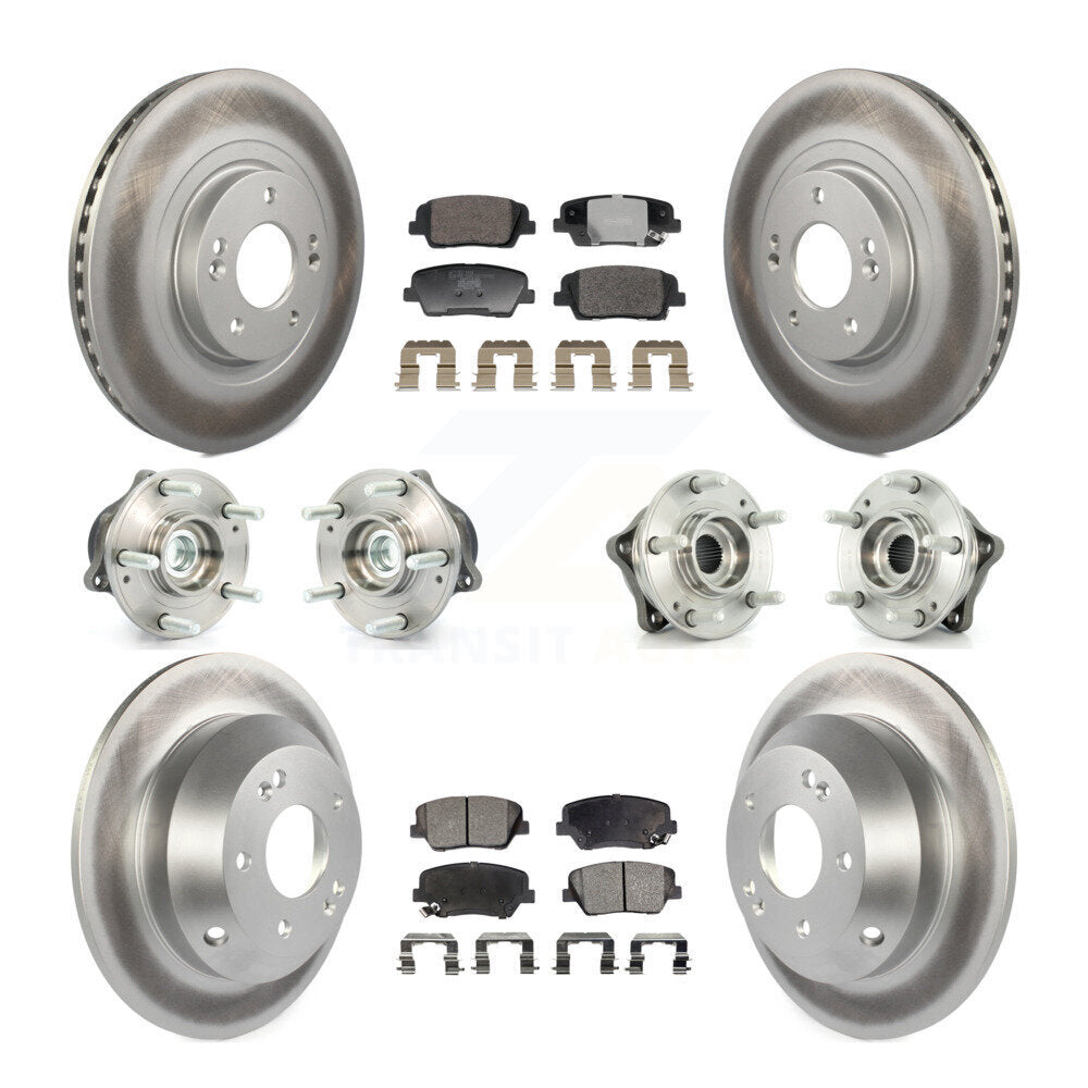 Hub Bearing Coat Brake Rotor Pads Front Rear Kit (10Pc) For Hyundai Santa Fe Kia
