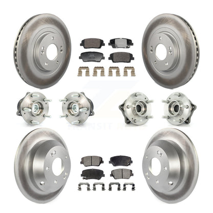 Hub Bearing Coat Brake Rotor Pads Front Rear Kit (10Pc) For Hyundai Santa Fe Kia